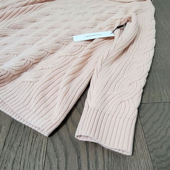 🆕 Calvin Klein Chain Stitched Cowl Turtle Neck Sweater in Blush Pink - Picture 4 of 11